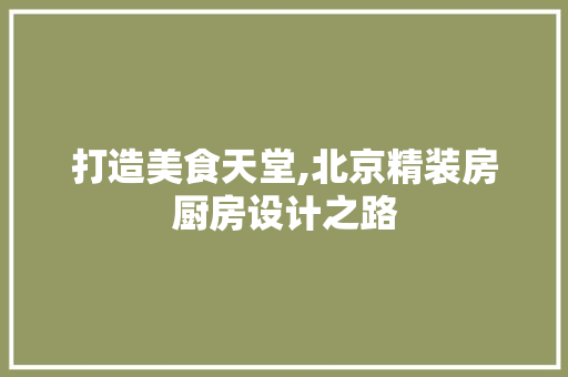 打造美食天堂,北京精装房厨房设计之路