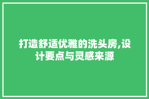 打造舒适优雅的洗头房,设计要点与灵感来源