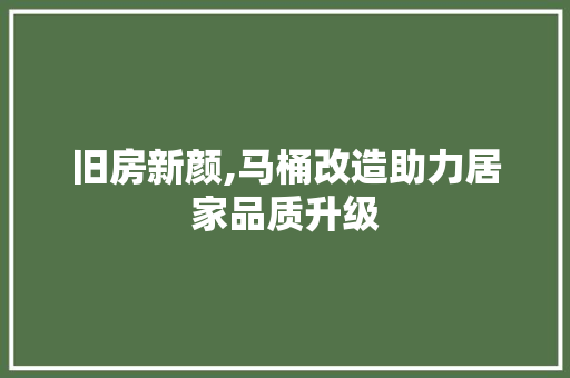 旧房新颜,马桶改造助力居家品质升级