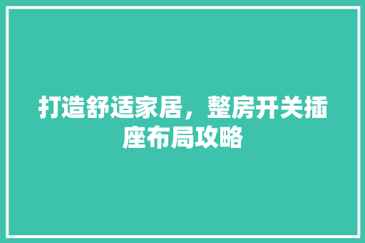 打造舒适家居，整房开关插座布局攻略