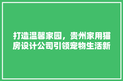 打造温馨家园，贵州家用猫房设计公司引领宠物生活新潮流