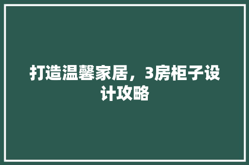 打造温馨家居，3房柜子设计攻略