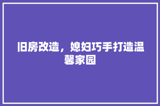 旧房改造，媳妇巧手打造温馨家园