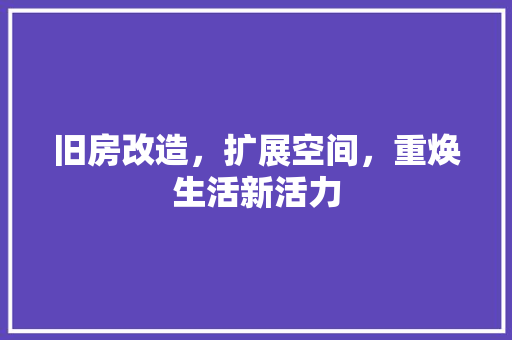 旧房改造，扩展空间，重焕生活新活力