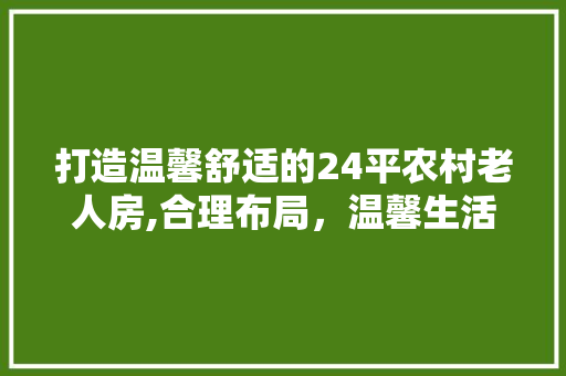 打造温馨舒适的24平农村老人房,合理布局，温馨生活从“家”开始
