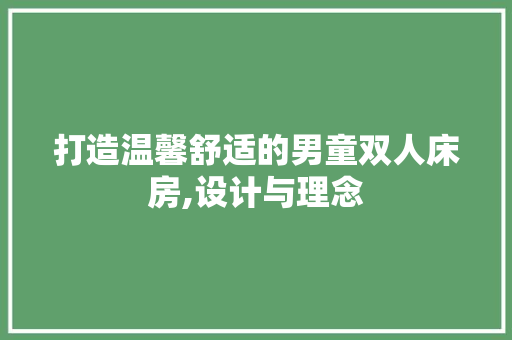 打造温馨舒适的男童双人床房,设计与理念