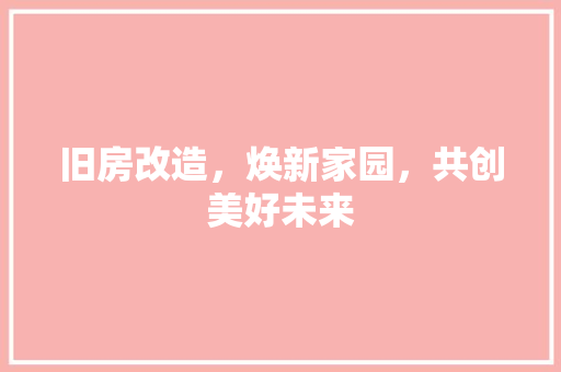旧房改造，焕新家园，共创美好未来