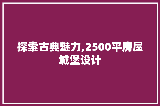 探索古典魅力,2500平房屋城堡设计