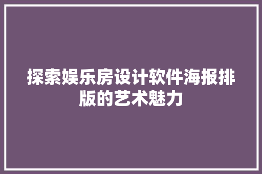 探索娱乐房设计软件海报排版的艺术魅力