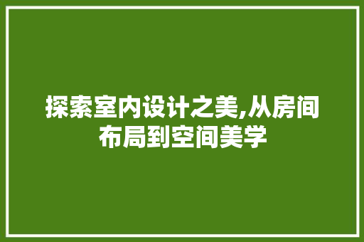 探索室内设计之美,从房间布局到空间美学