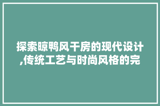 探索晾鸭风干房的现代设计,传统工艺与时尚风格的完美融合