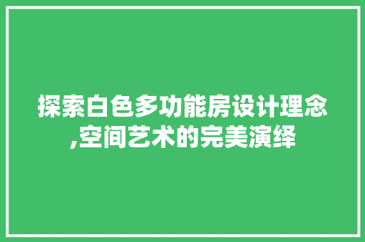 探索白色多功能房设计理念,空间艺术的完美演绎