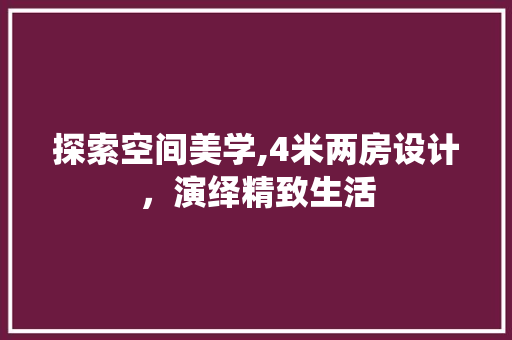 探索空间美学,4米两房设计，演绎精致生活