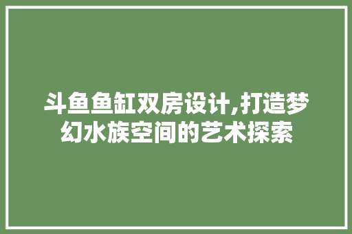 斗鱼鱼缸双房设计,打造梦幻水族空间的艺术探索