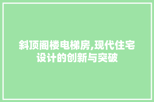 斜顶阁楼电梯房,现代住宅设计的创新与突破