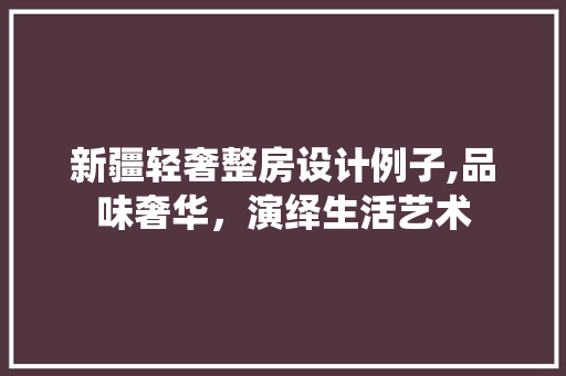 新疆轻奢整房设计例子,品味奢华，演绎生活艺术