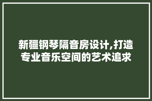 新疆钢琴隔音房设计,打造专业音乐空间的艺术追求