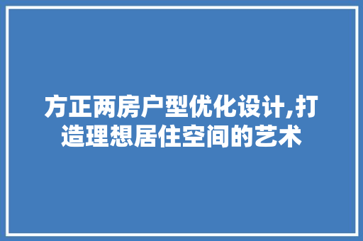 方正两房户型优化设计,打造理想居住空间的艺术