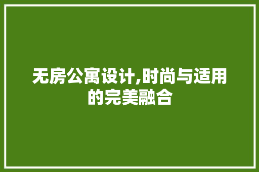 无房公寓设计,时尚与适用的完美融合