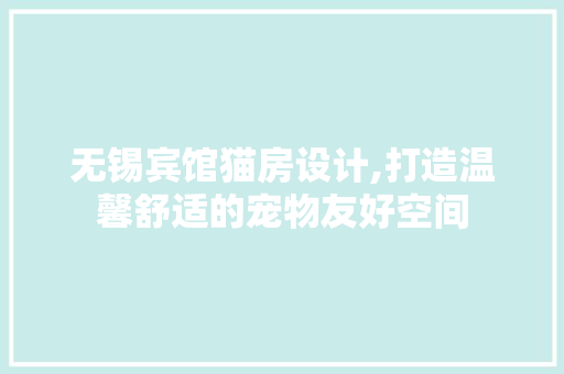 无锡宾馆猫房设计,打造温馨舒适的宠物友好空间