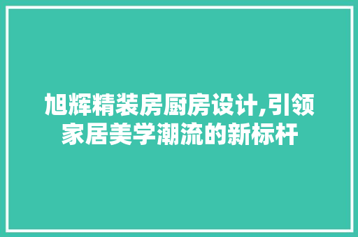 旭辉精装房厨房设计,引领家居美学潮流的新标杆