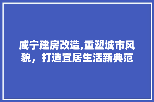 咸宁建房改造,重塑城市风貌，打造宜居生活新典范