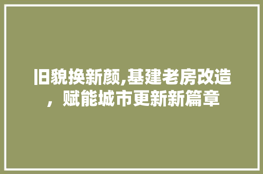 旧貌换新颜,基建老房改造，赋能城市更新新篇章