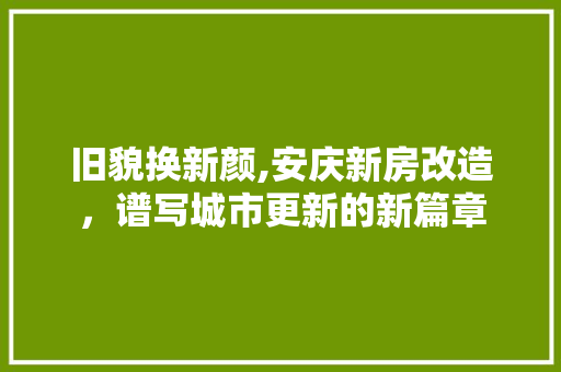 旧貌换新颜,安庆新房改造，谱写城市更新的新篇章