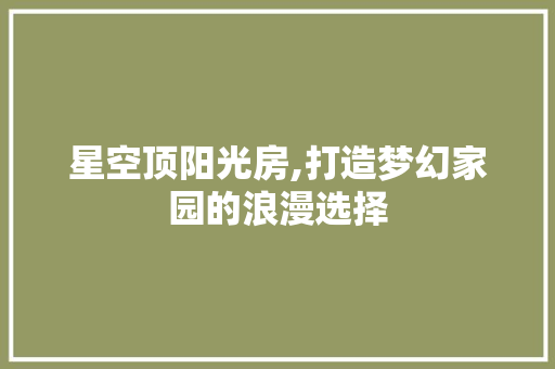 星空顶阳光房,打造梦幻家园的浪漫选择