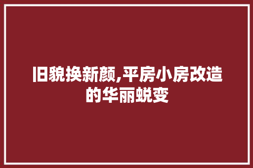 旧貌换新颜,平房小房改造的华丽蜕变