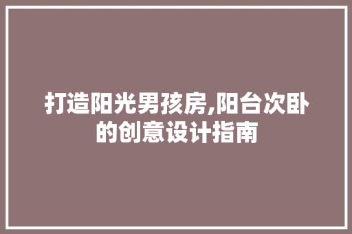 打造阳光男孩房,阳台次卧的创意设计指南