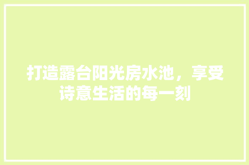 打造露台阳光房水池，享受诗意生活的每一刻
