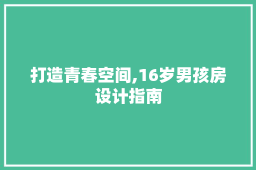 打造青春空间,16岁男孩房设计指南