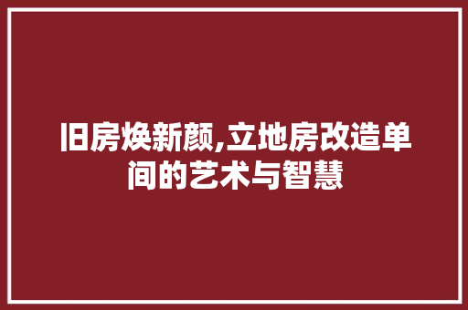 旧房焕新颜,立地房改造单间的艺术与智慧