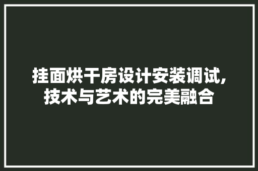 挂面烘干房设计安装调试,技术与艺术的完美融合