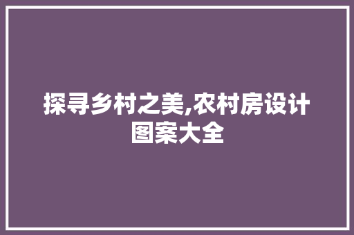 探寻乡村之美,农村房设计图案大全