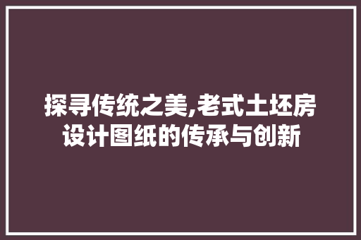 探寻传统之美,老式土坯房设计图纸的传承与创新