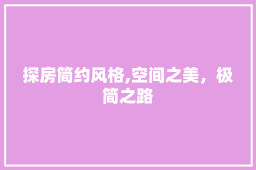 探房简约风格,空间之美，极简之路