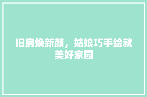 旧房焕新颜，姑娘巧手绘就美好家园