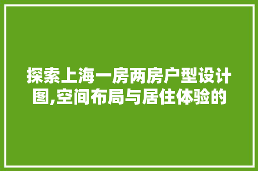 探索上海一房两房户型设计图,空间布局与居住体验的艺术