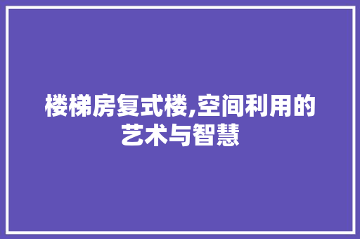 楼梯房复式楼,空间利用的艺术与智慧
