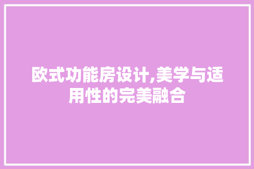 欧式功能房设计,美学与适用性的完美融合