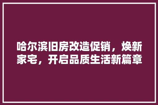 哈尔滨旧房改造促销，焕新家宅，开启品质生活新篇章