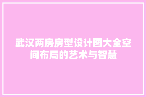 武汉两房房型设计图大全空间布局的艺术与智慧