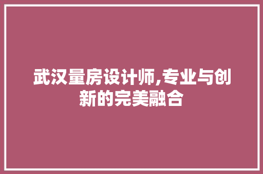 武汉量房设计师,专业与创新的完美融合