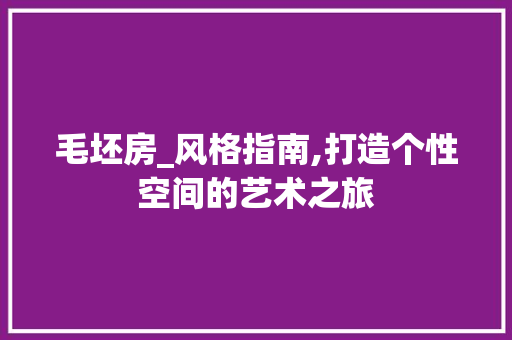 毛坯房_风格指南,打造个性空间的艺术之旅