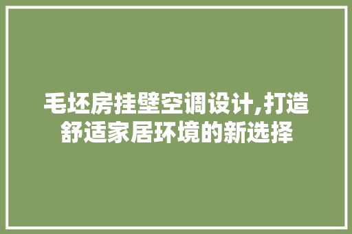 毛坯房挂壁空调设计,打造舒适家居环境的新选择