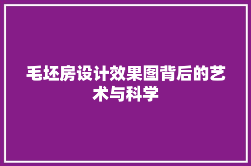 毛坯房设计效果图背后的艺术与科学