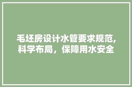毛坯房设计水管要求规范,科学布局，保障用水安全