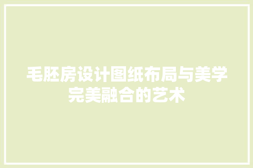 毛胚房设计图纸布局与美学完美融合的艺术